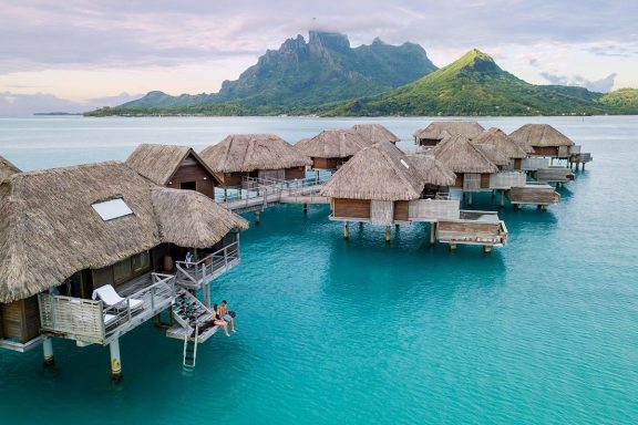 Luxury overwater bungalows in a tropical destination