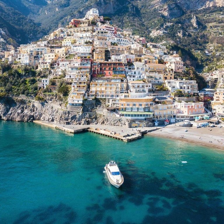 Coastal view of Positano on the Amalfi Coast in Italy